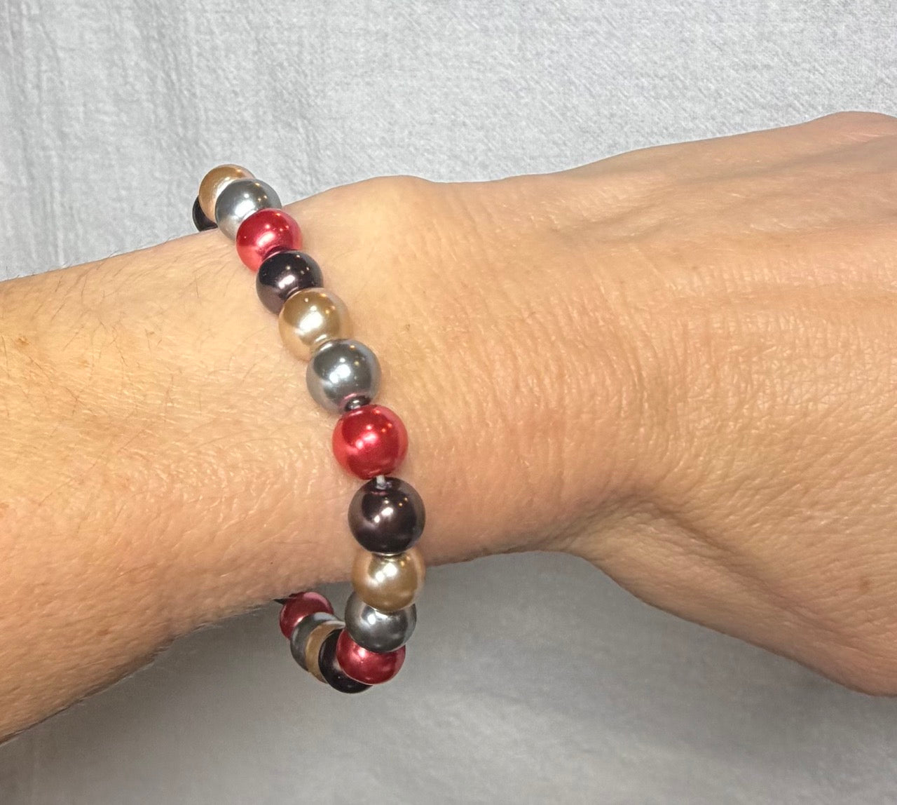 Multicolor Pearl Beaded Stretch Bracelet | Handmade Statement Jewelry