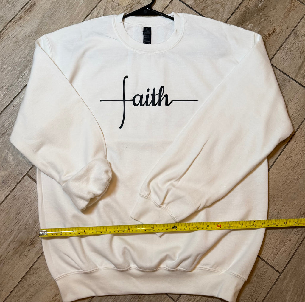 “Faith” Minimalist Script Sweatshirt | White