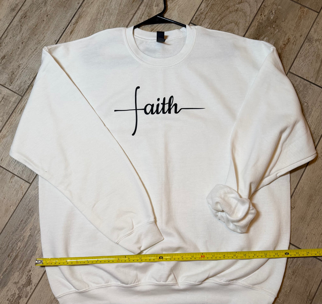 “Faith” Minimalist Script Sweatshirt | White