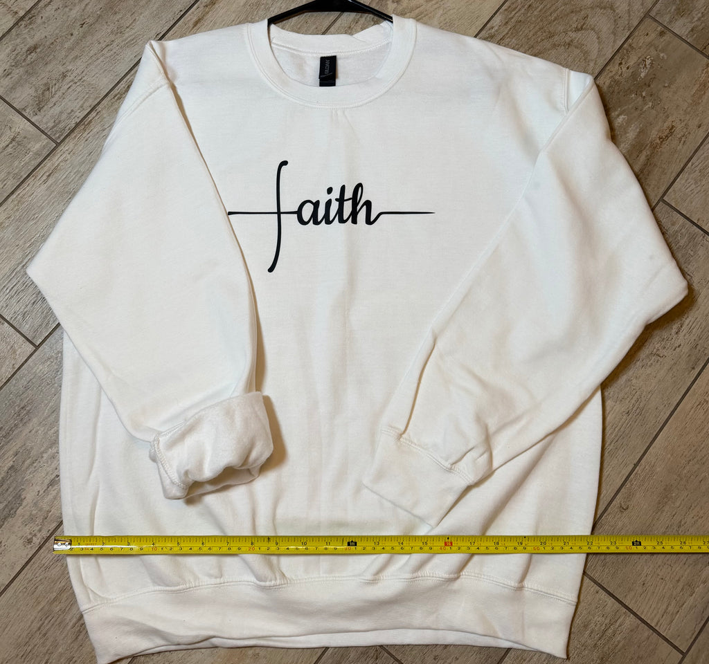 “Faith” Minimalist Script Sweatshirt | White