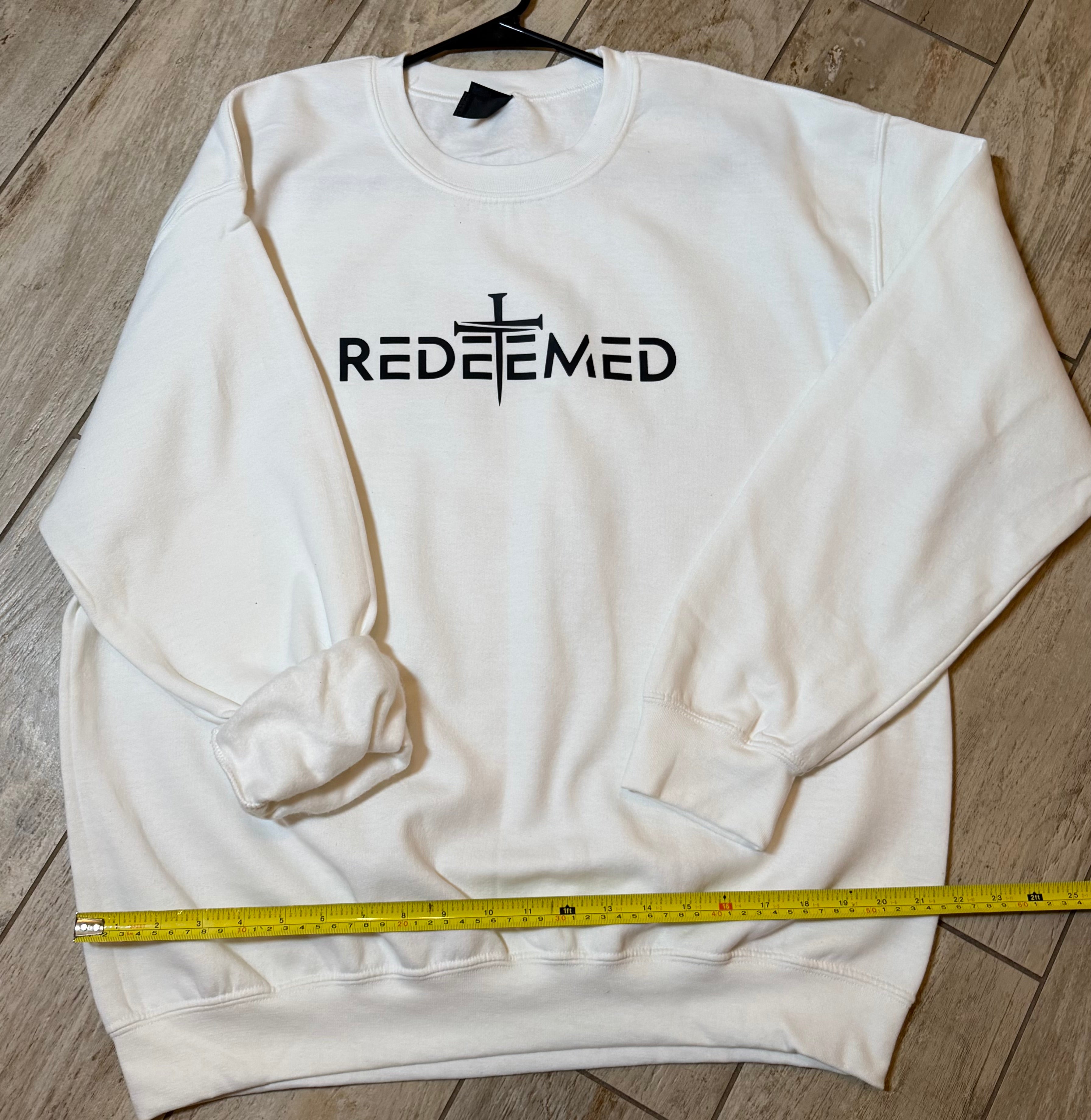 “Redeemed” Cross Sweatshirt | White