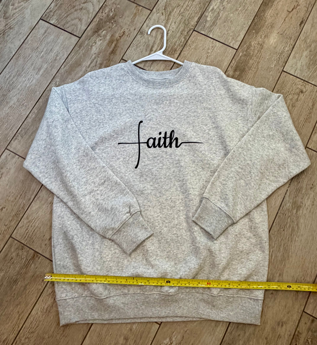 “Faith” Heather Gray Crewneck Sweatshirt