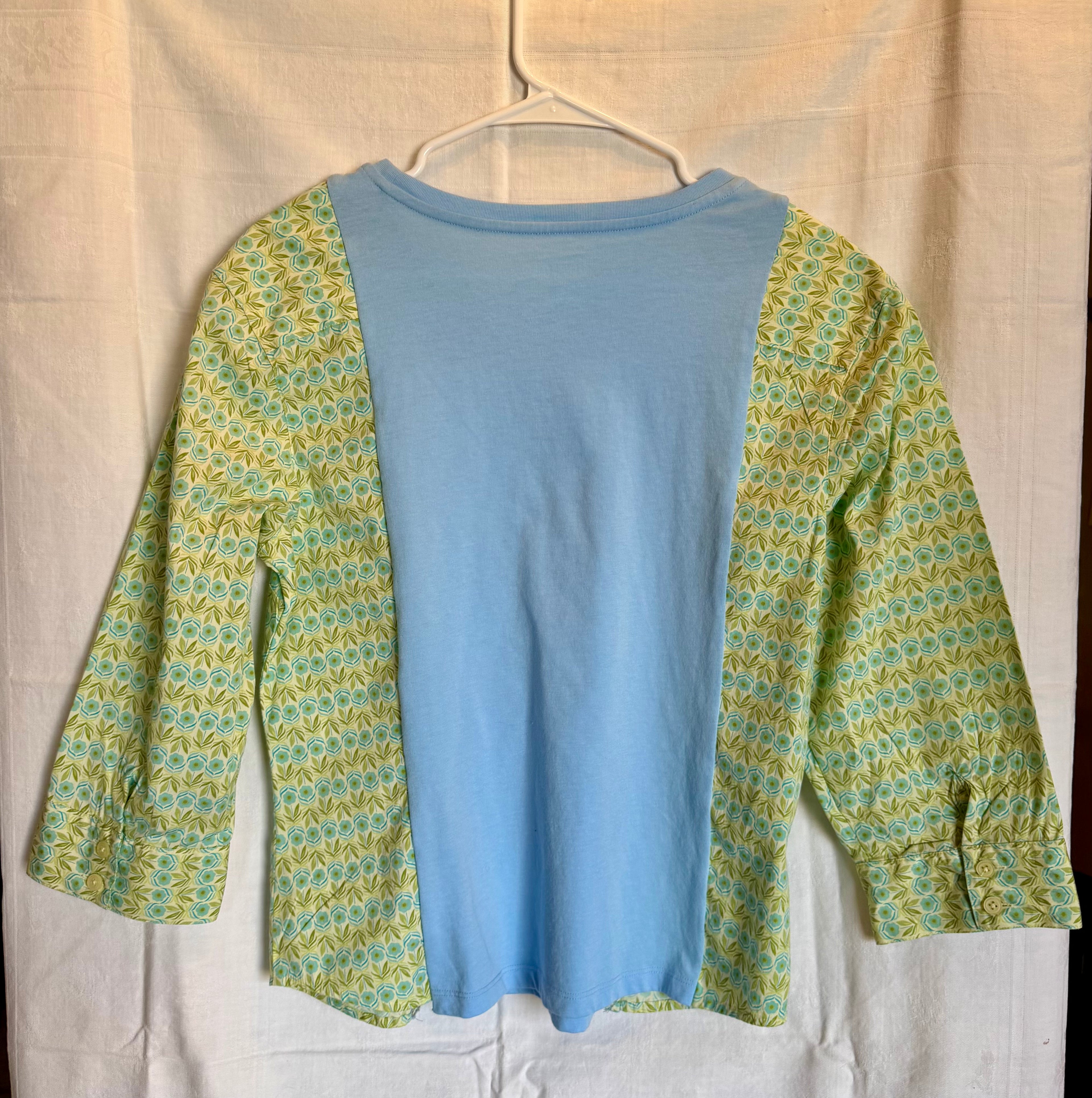 Sky Blue Floral 3/4 Sleeve Top