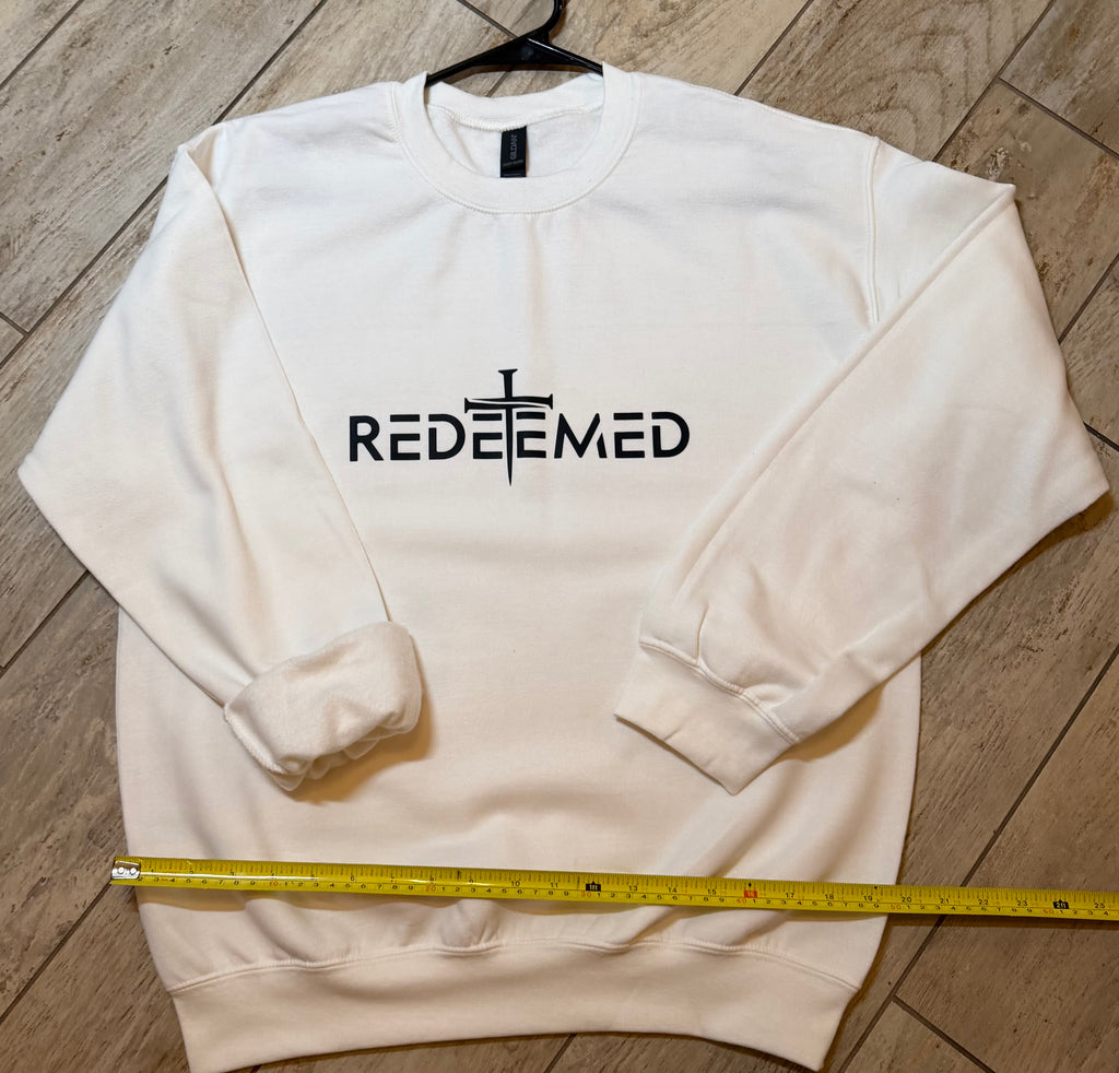 “Redeemed” Cross Sweatshirt | White