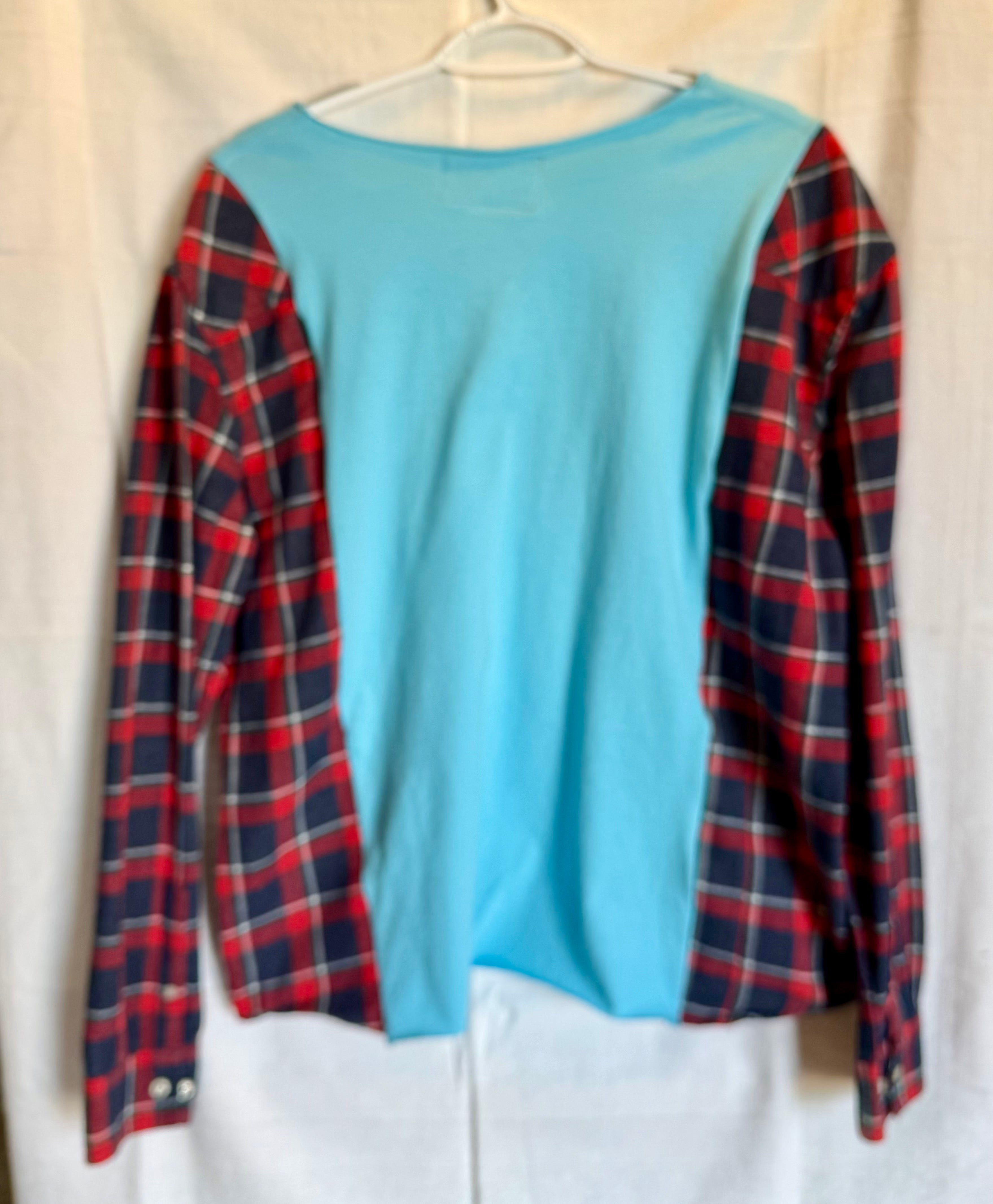 Life Is a Journey Plaid Sleeve Top
