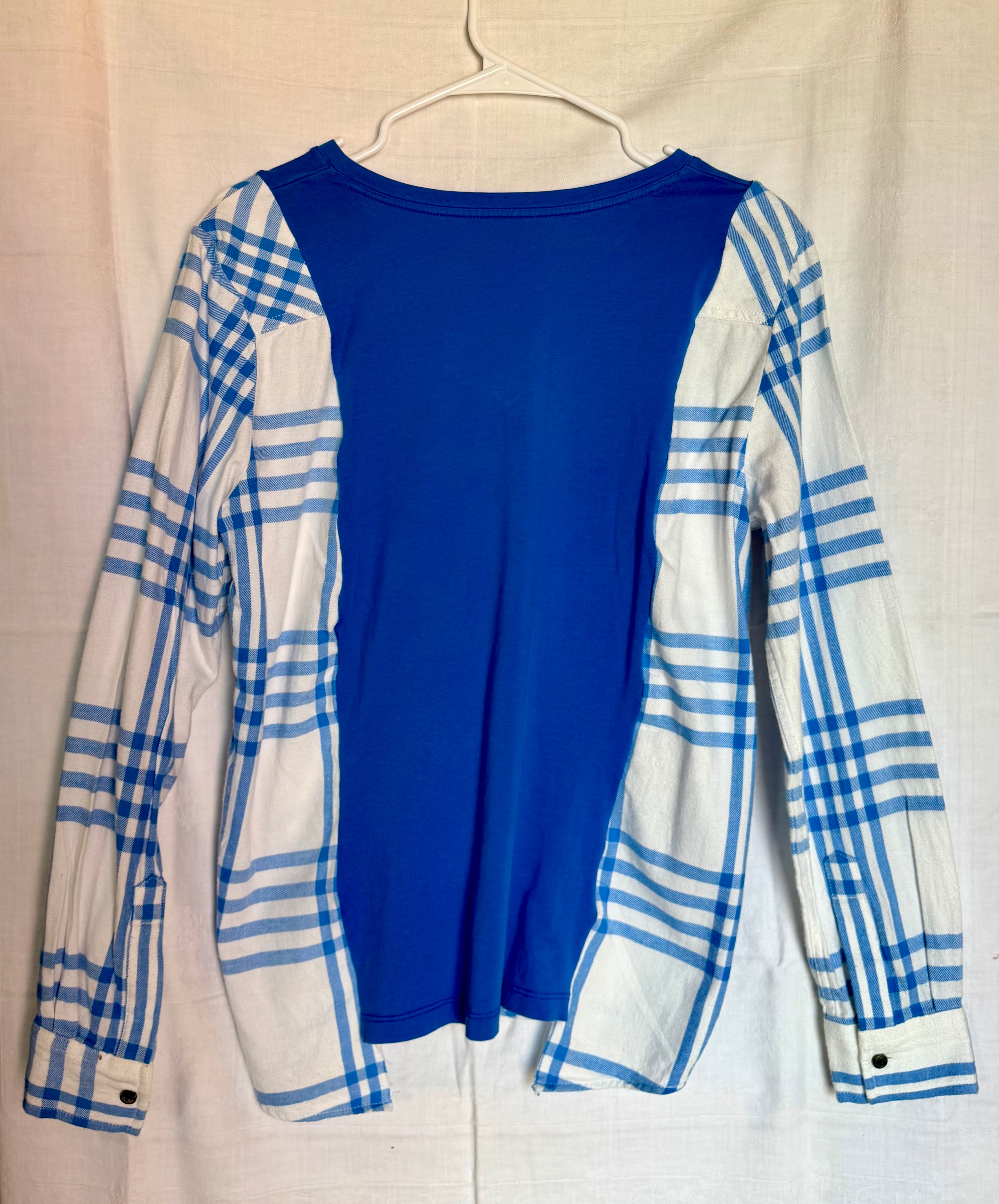 Blue Plaid Sleeve Top