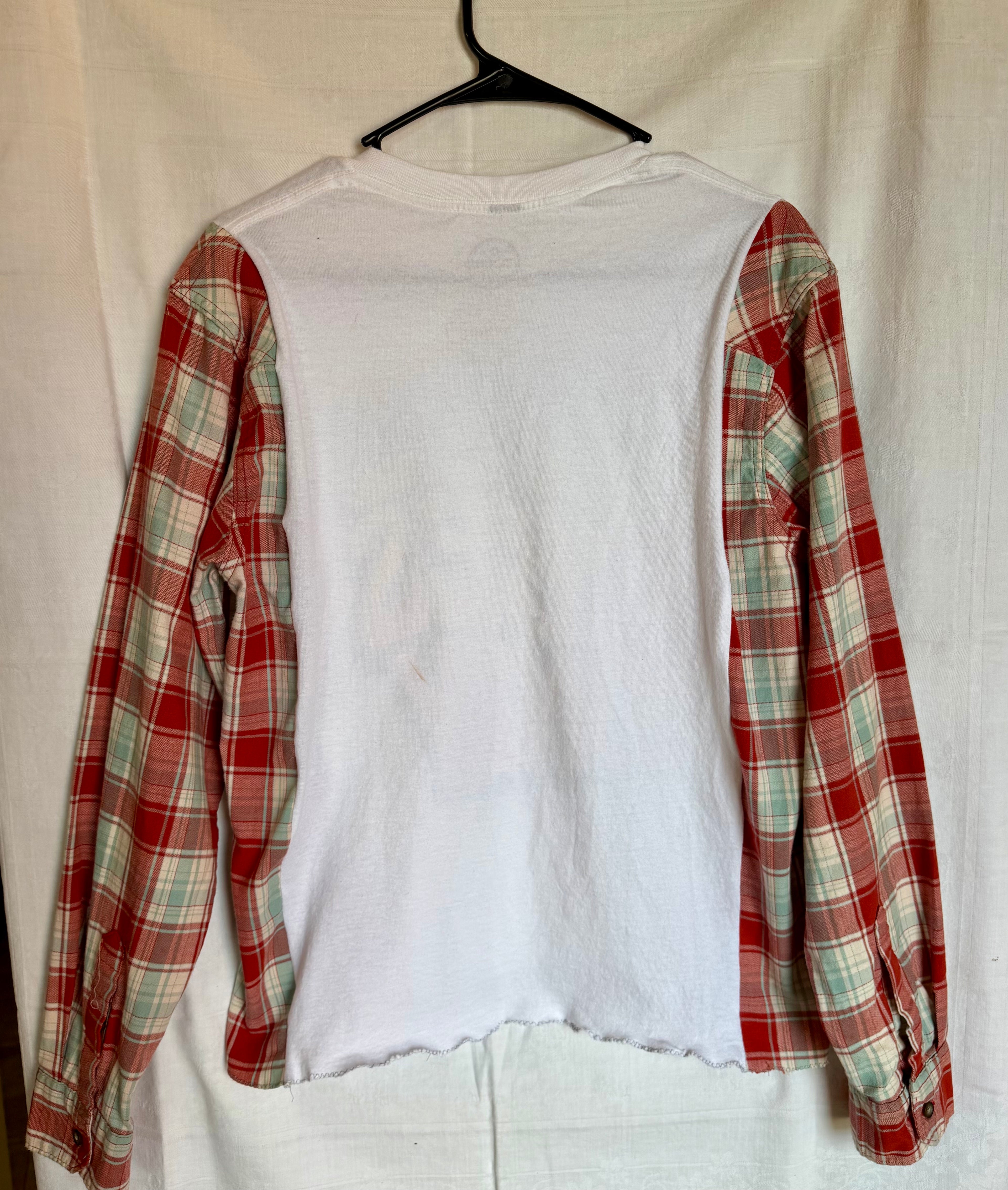 Good Vibes Only Plaid Sleeve Top