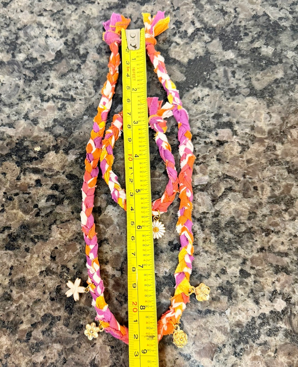Upcycled Braided Bandana Necklace & Bracelet Set | Floral Charm Fabric Jewelry | One of a Kind