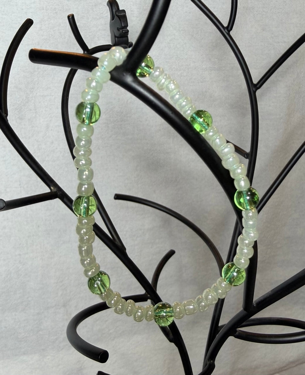 Soft Sage & Green Glass Beaded Bracelet Set (Set of 3)