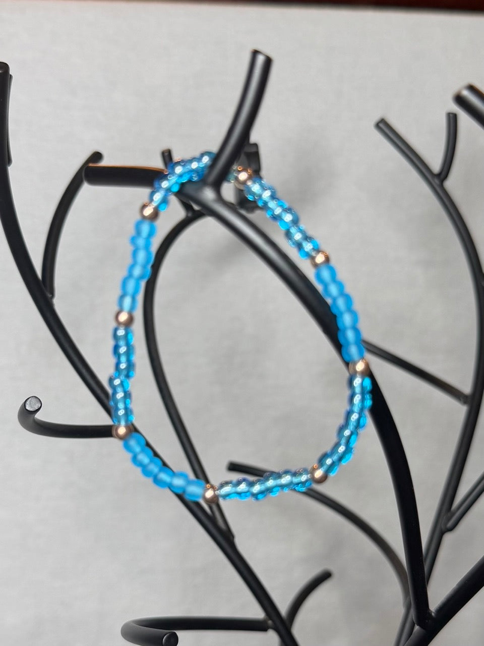 Ocean Glow Blue Beaded Bracelet Set (Set of 3)
