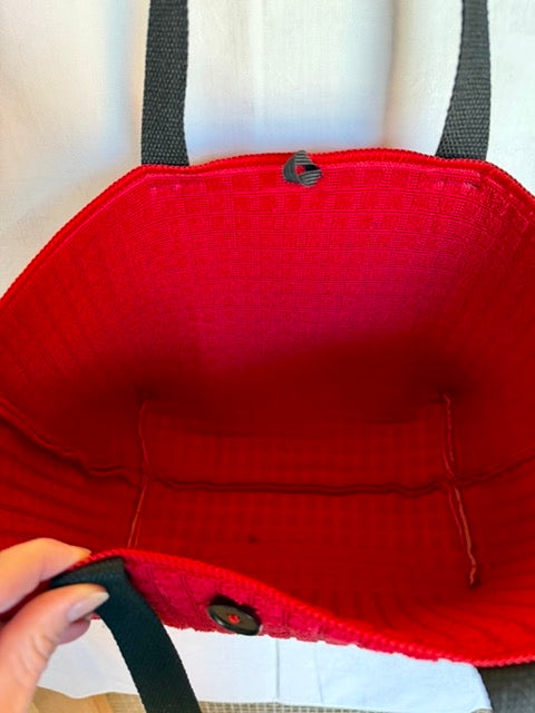 Handcrafted Red Textured Tote Bag