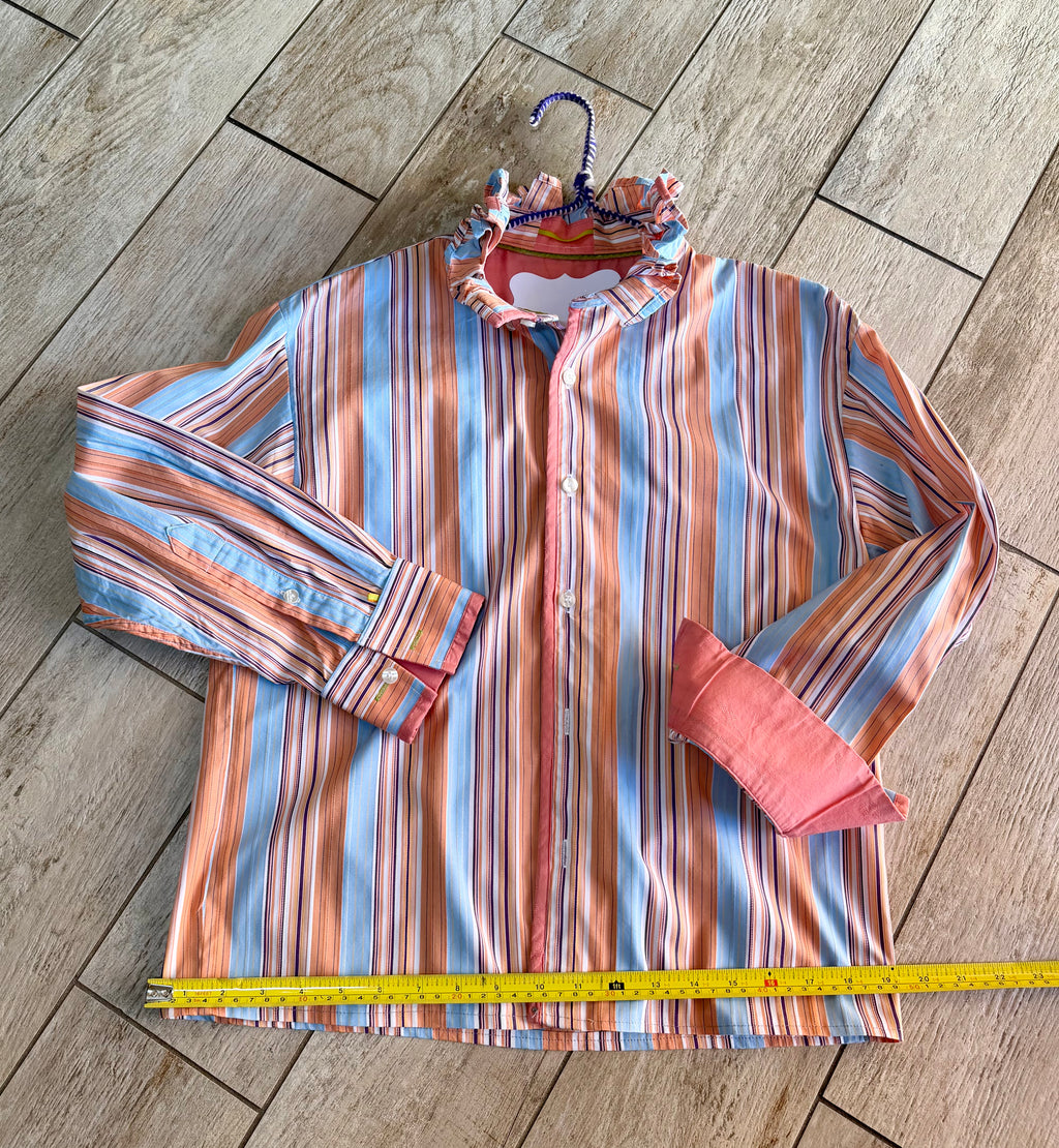 Sunset Stripe Ruffle Collar Top