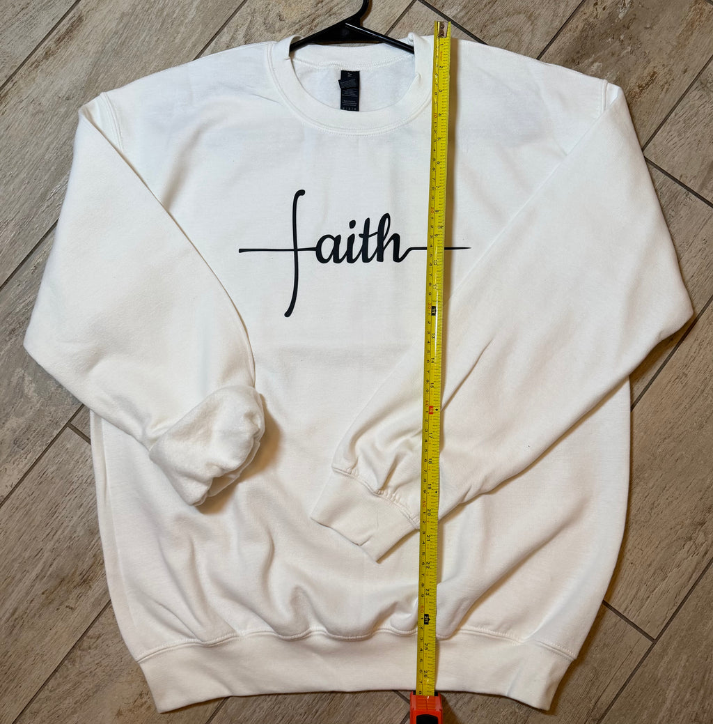 “Faith” Minimalist Script Sweatshirt | White
