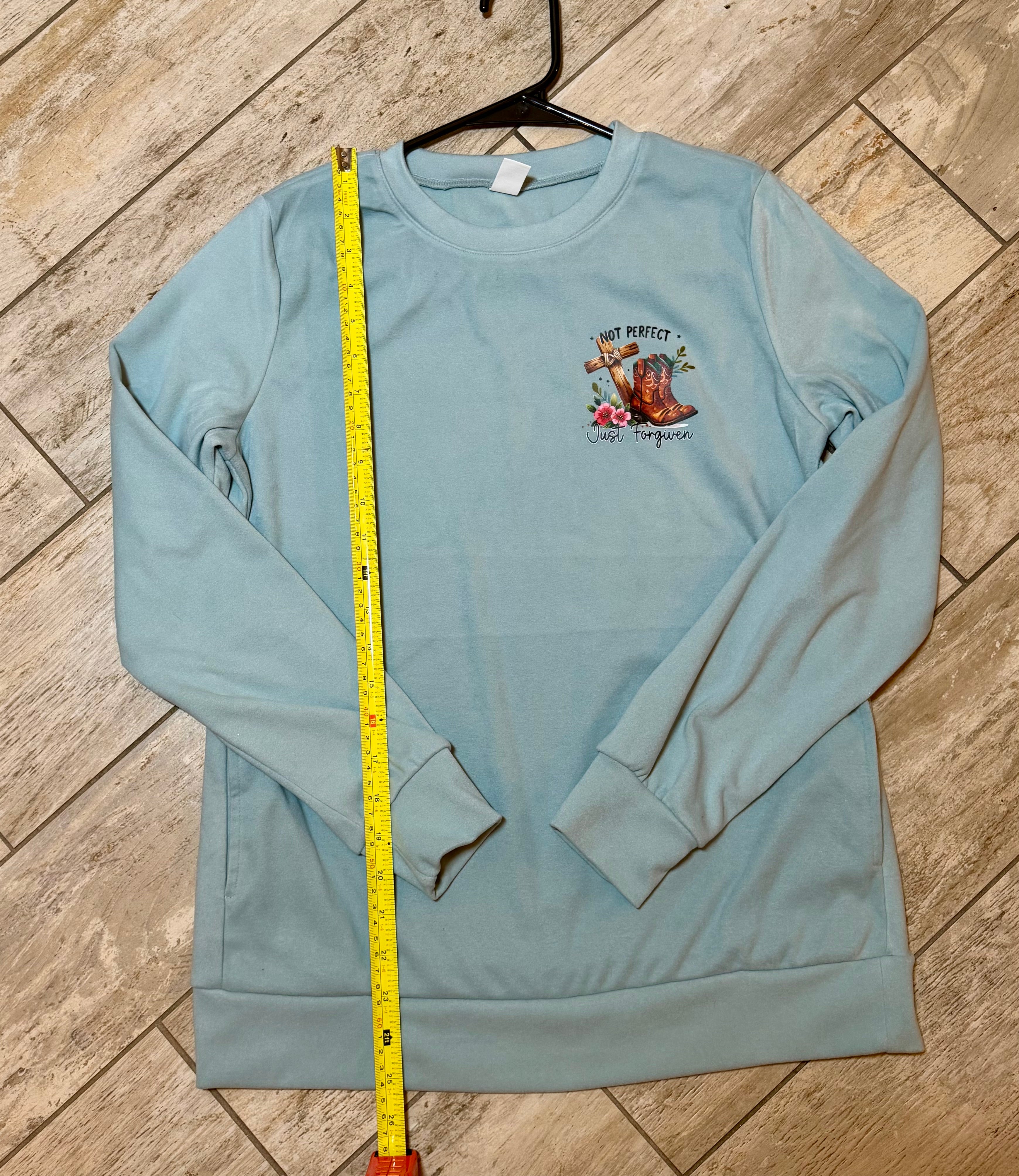 “Not Perfect, Just Forgiven” Sage Crewneck Sweatshirt