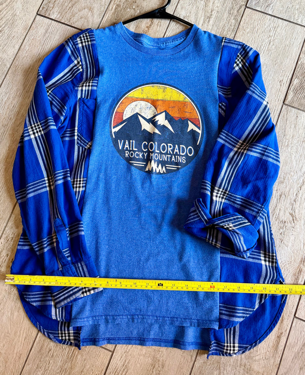 Vail, Colorado Plaid Sleeve Top