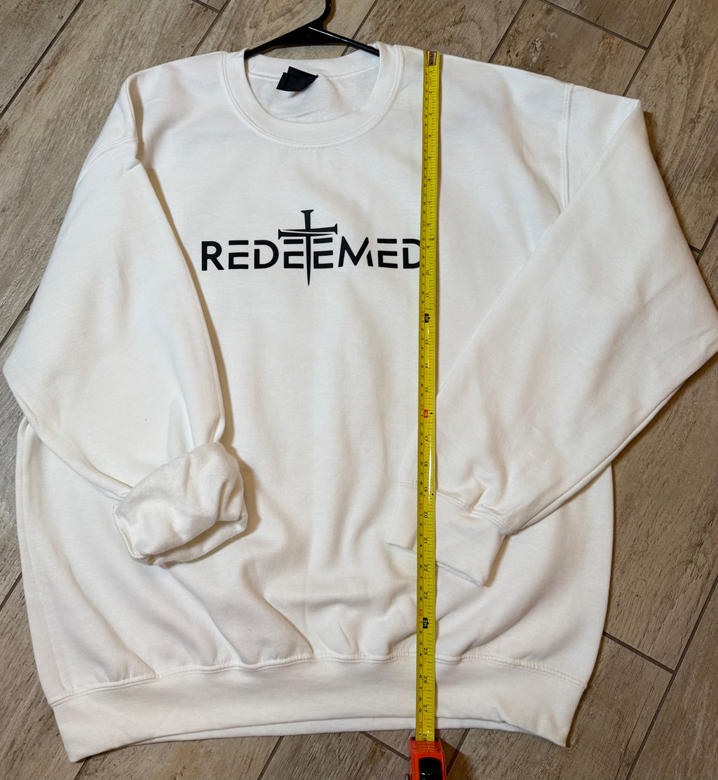 “Redeemed” Cross Sweatshirt | White