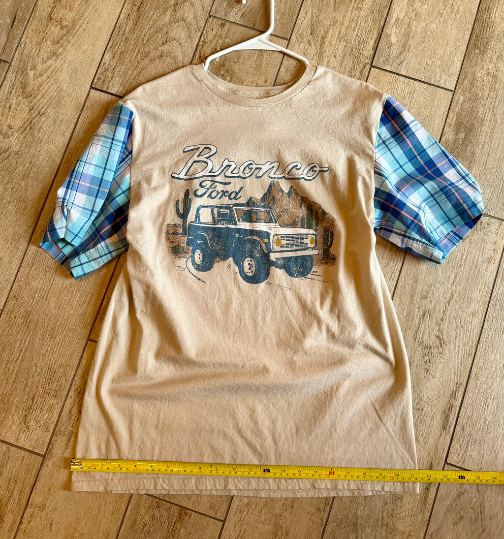 Ford Bronco Plaid Sleeve Tee