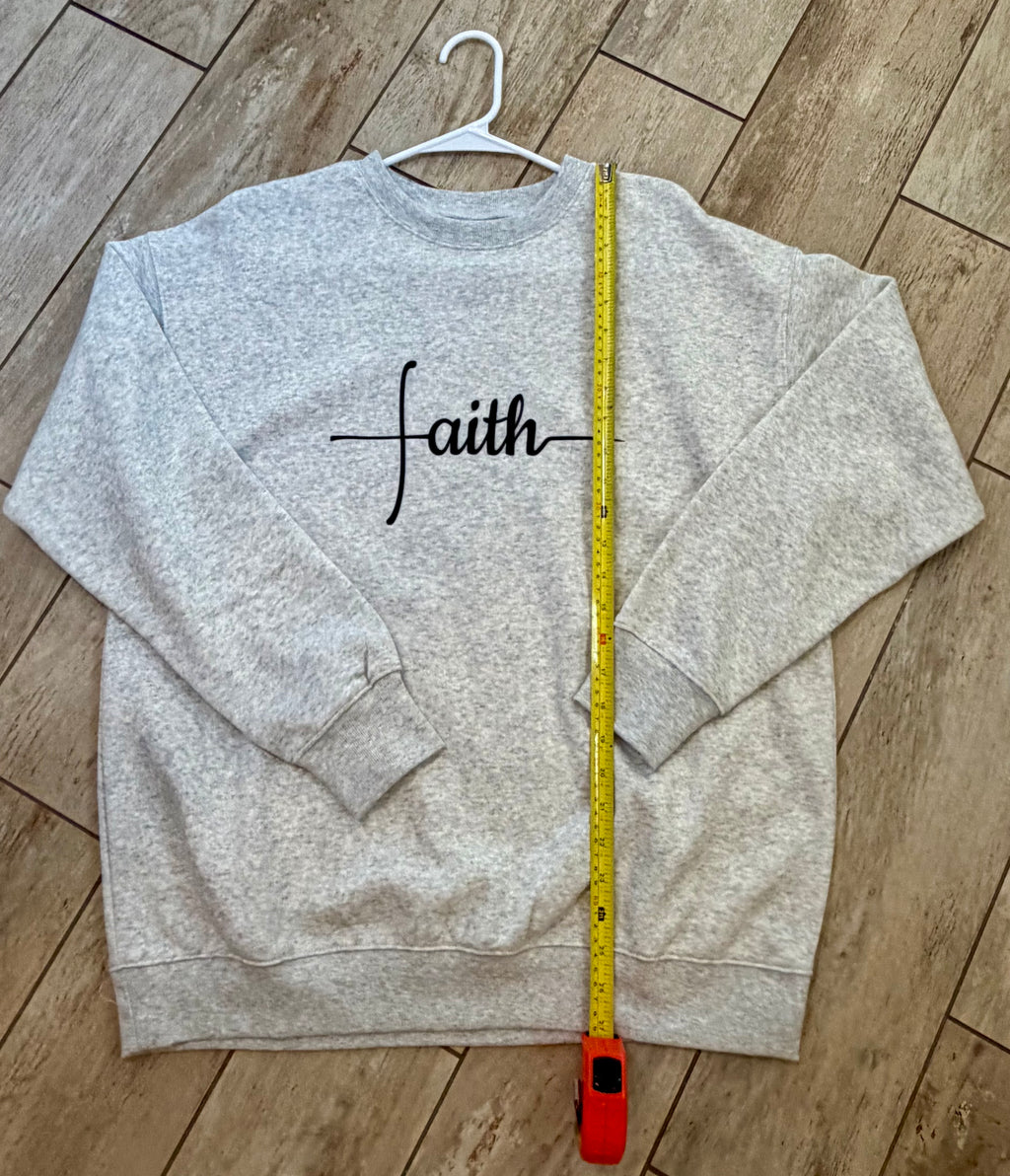 “Faith” Heather Gray Crewneck Sweatshirt