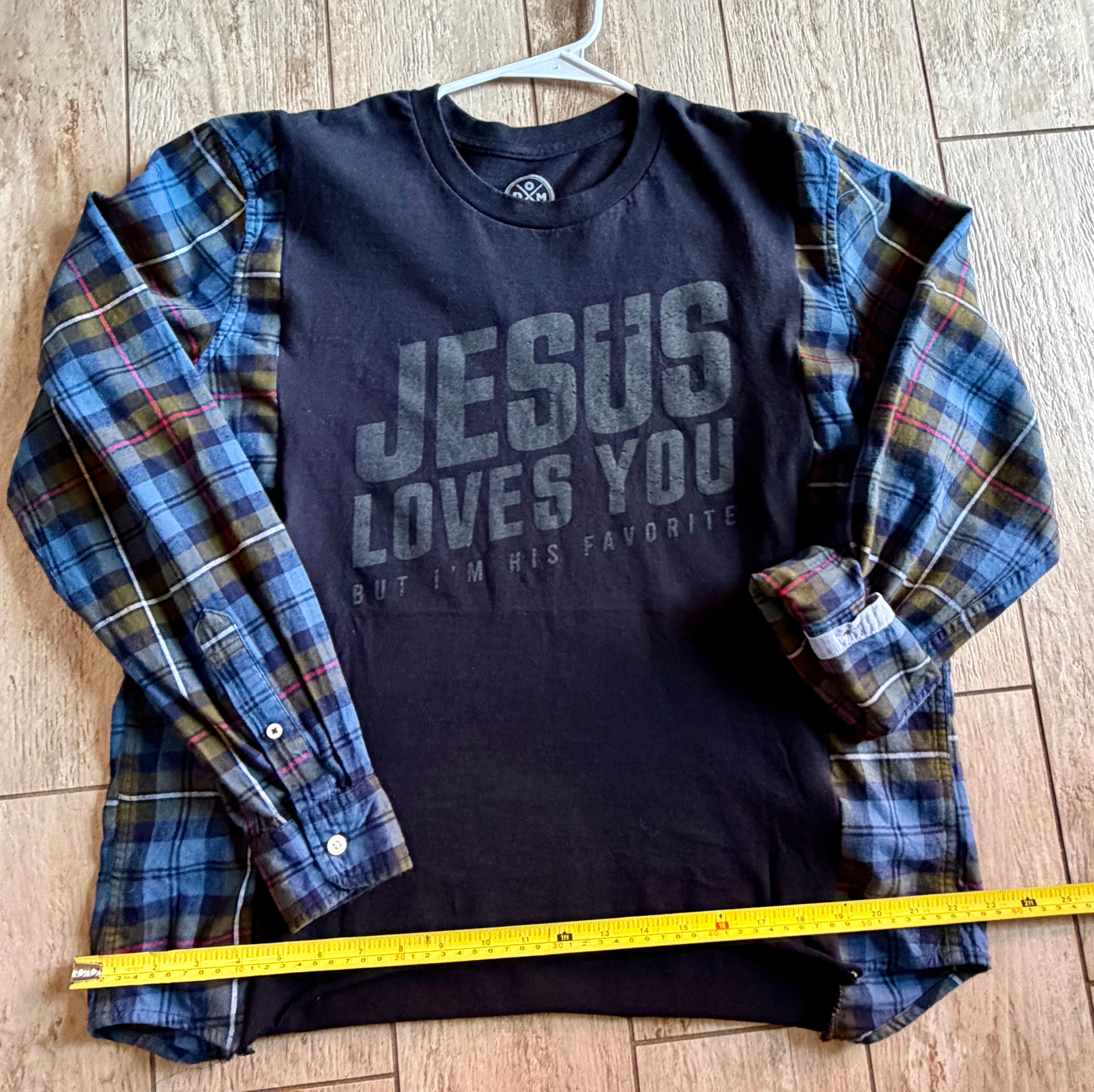 Jesus Loves You, But I'm His Favorite Plaid Sleeve Top