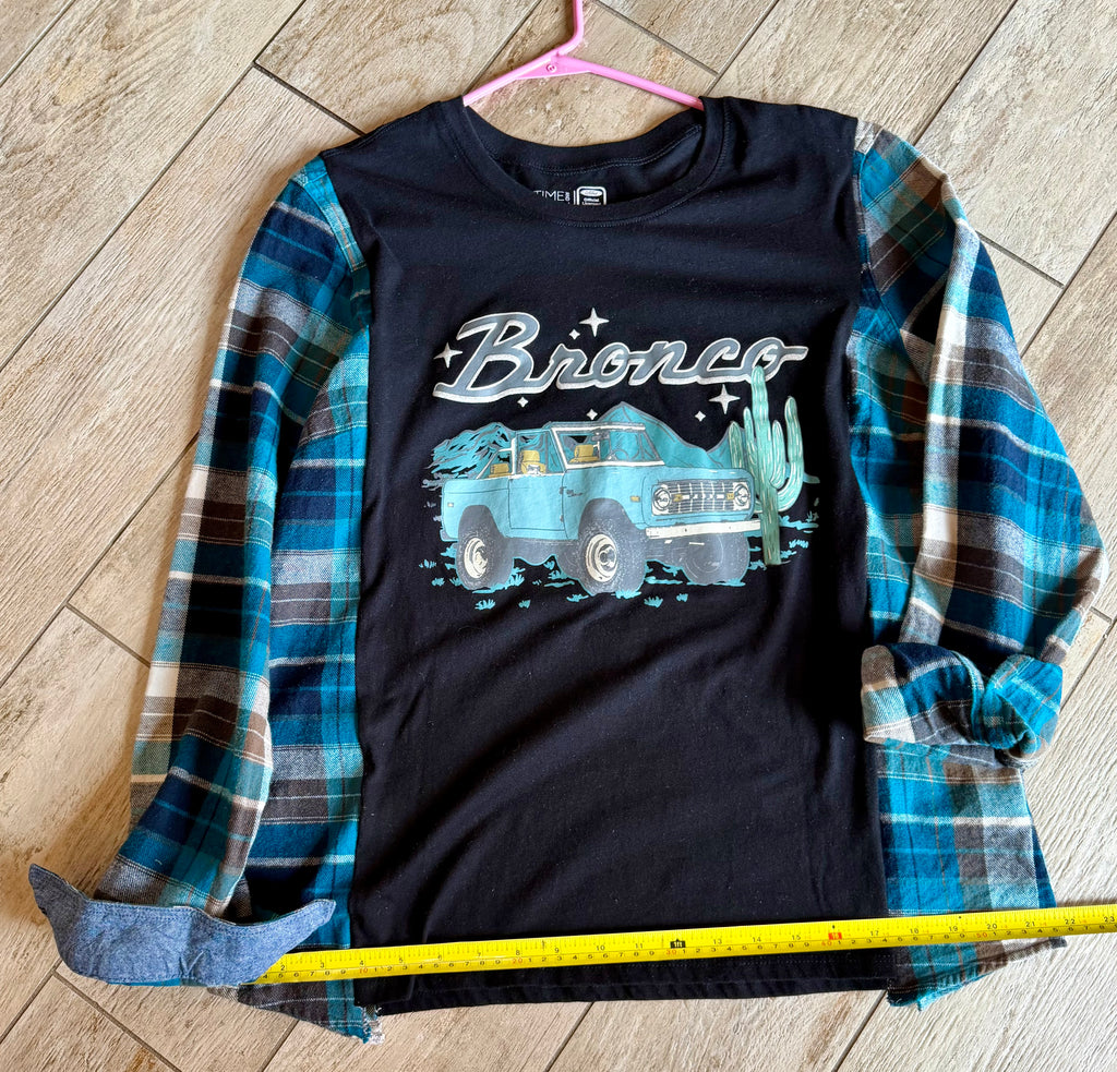 Ford Bronco Plaid Sleeve Top