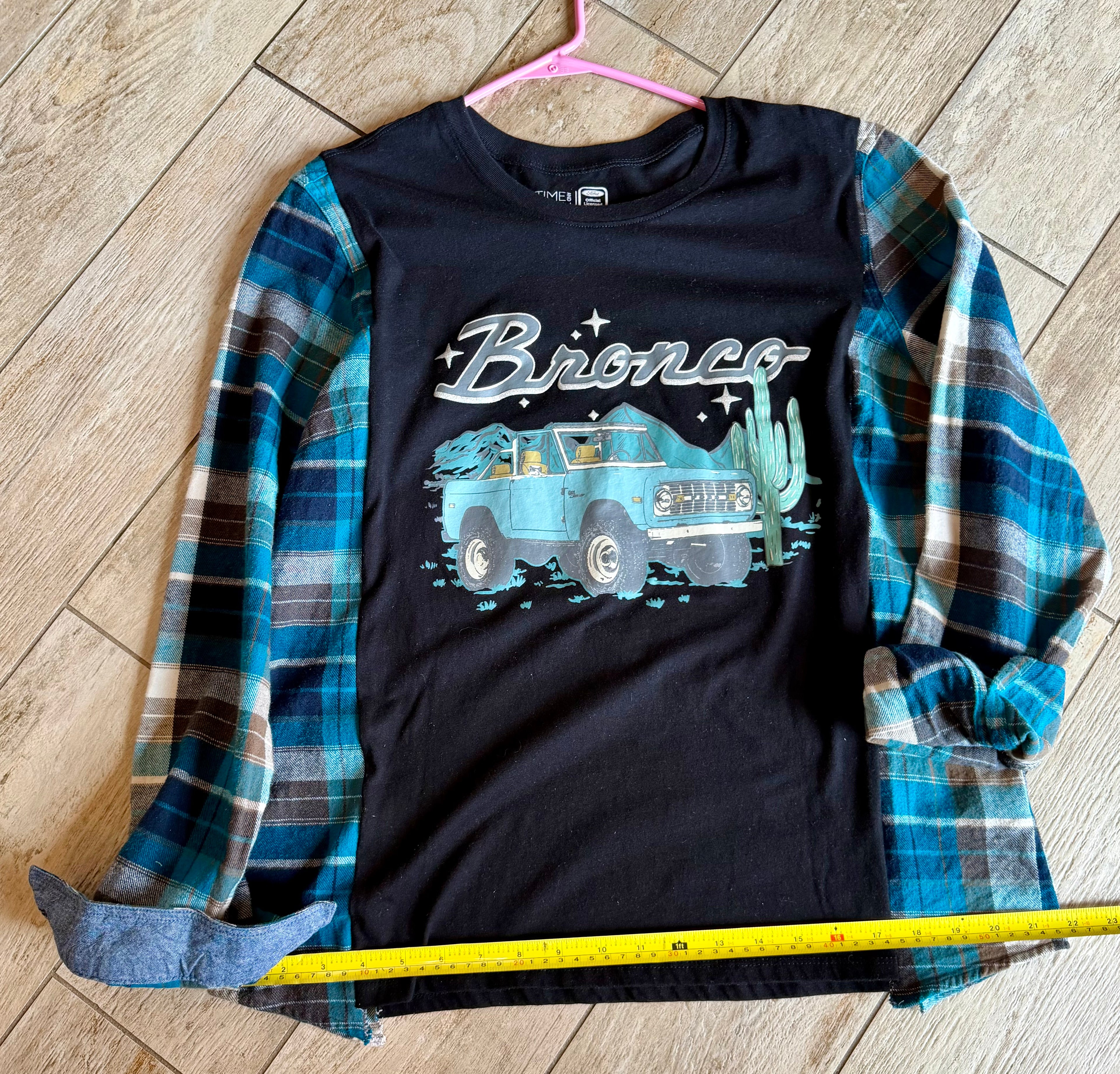 Ford Bronco Plaid Sleeve Top