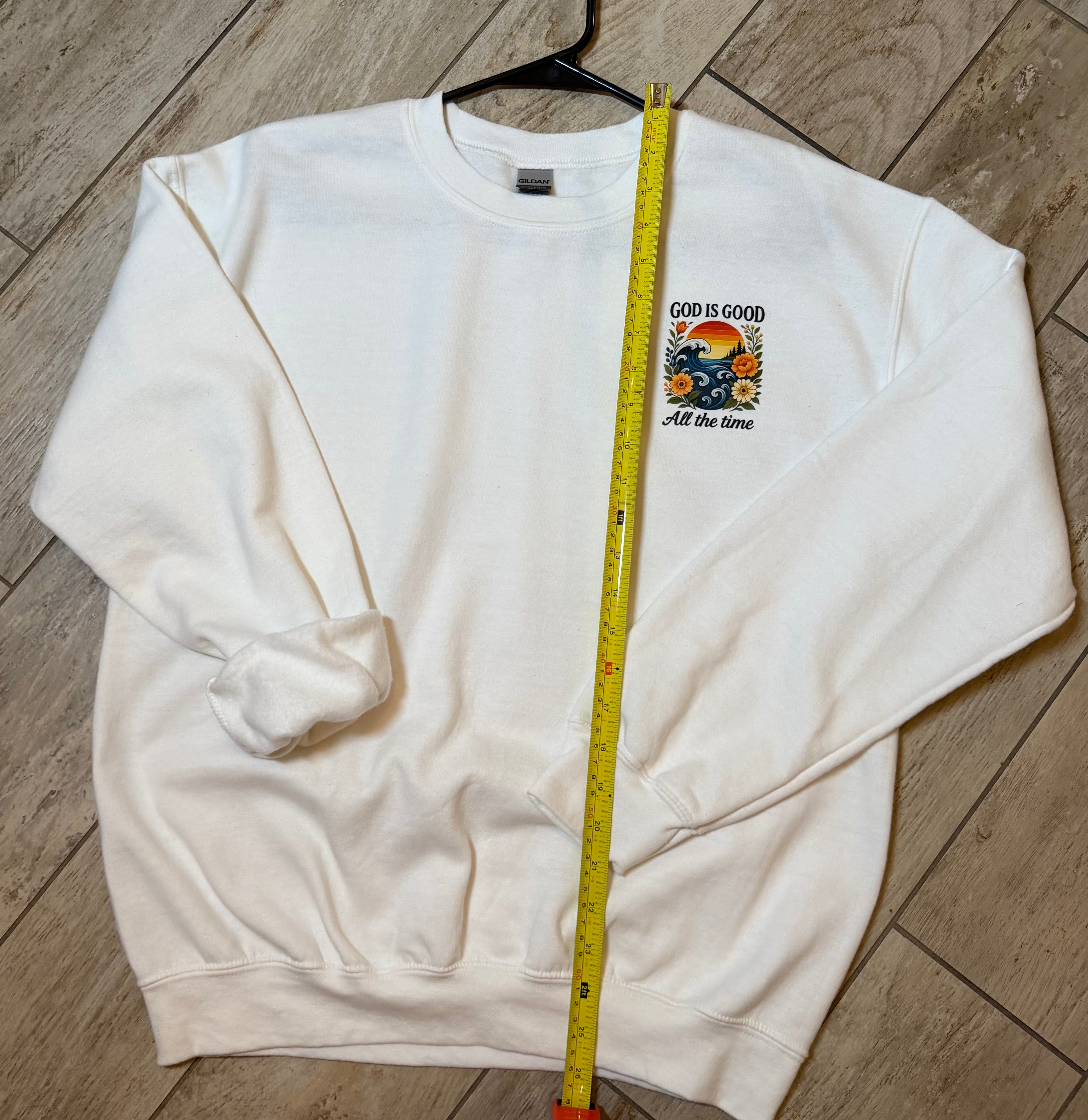 “God Is Good All the Time” Scenic Floral Sweatshirt | Soft Cream