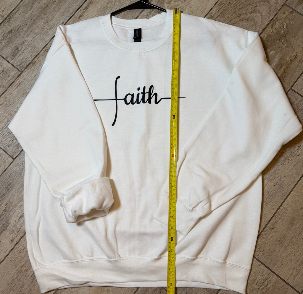 “Faith” Minimalist Script Sweatshirt | White