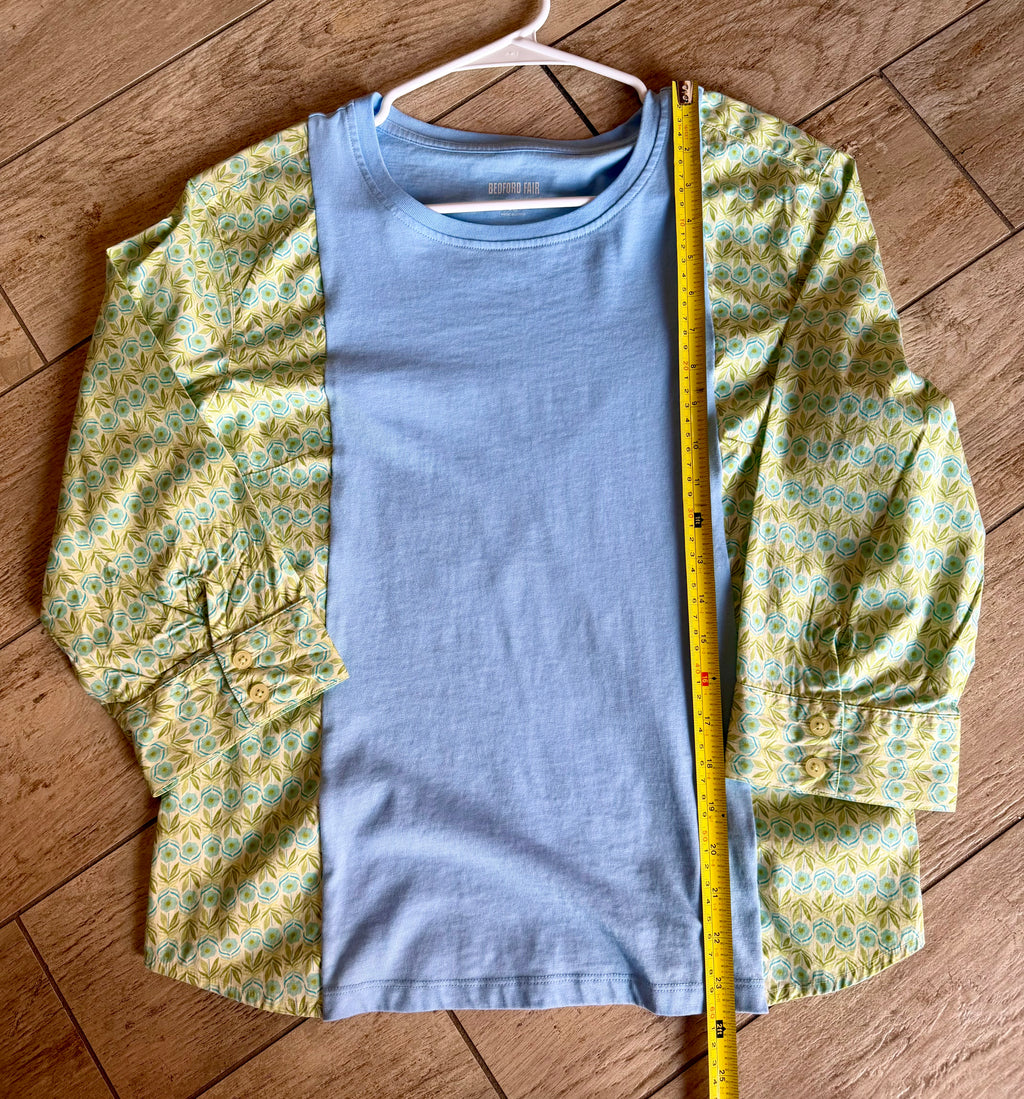 Sky Blue Floral 3/4 Sleeve Top