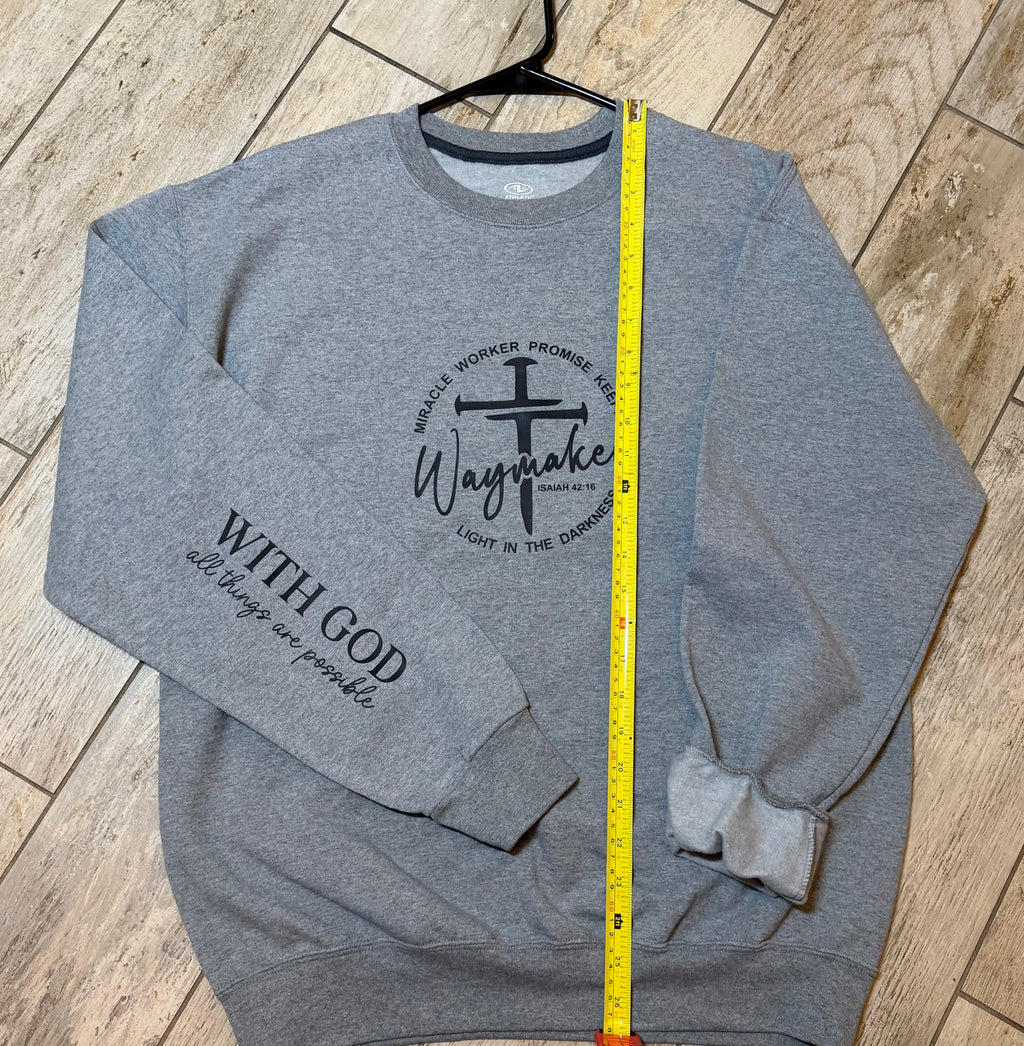 “Waymaker” Scripture Cross Sweatshirt | Heather Grey