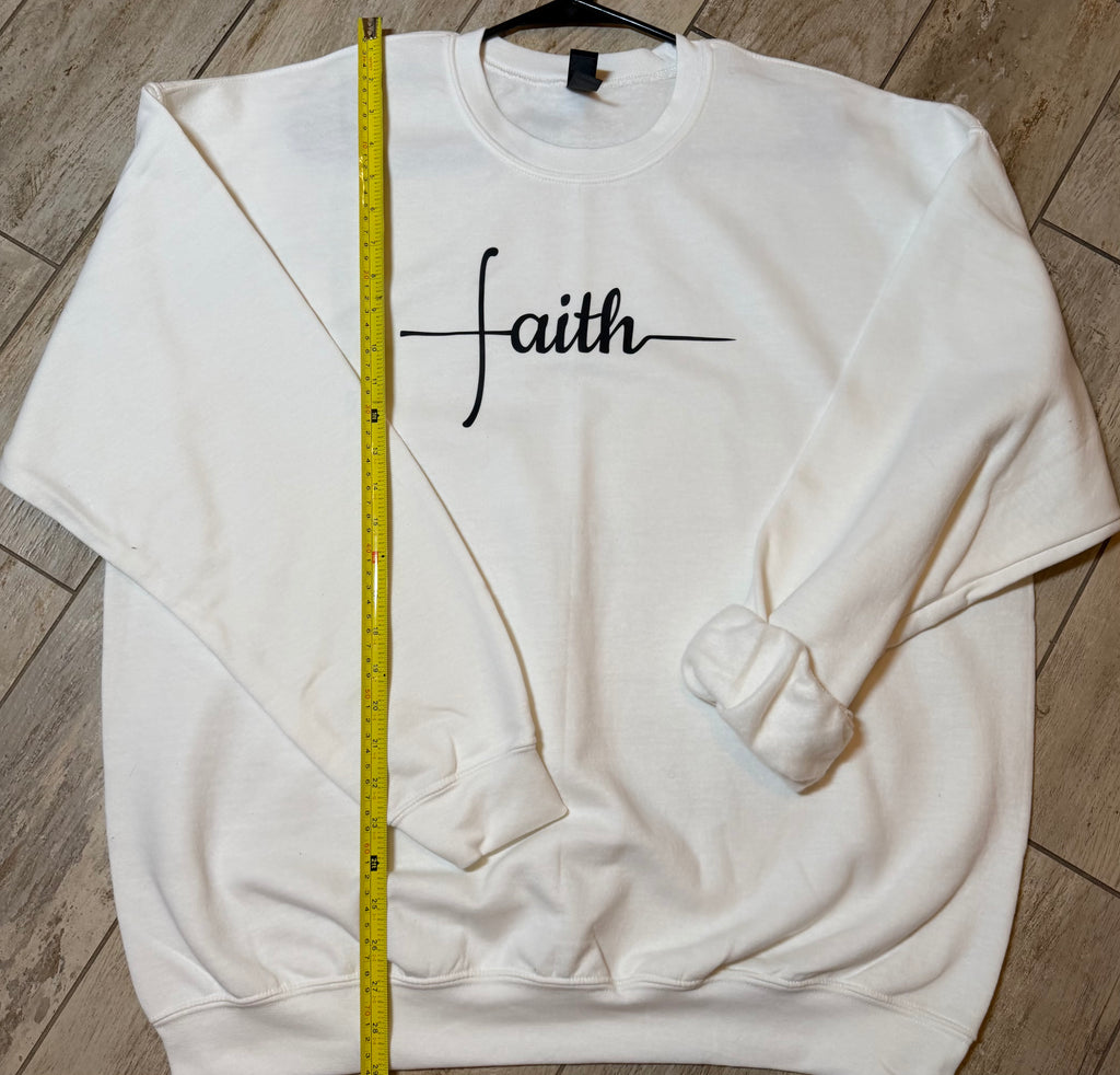 “Faith” Minimalist Script Sweatshirt | White