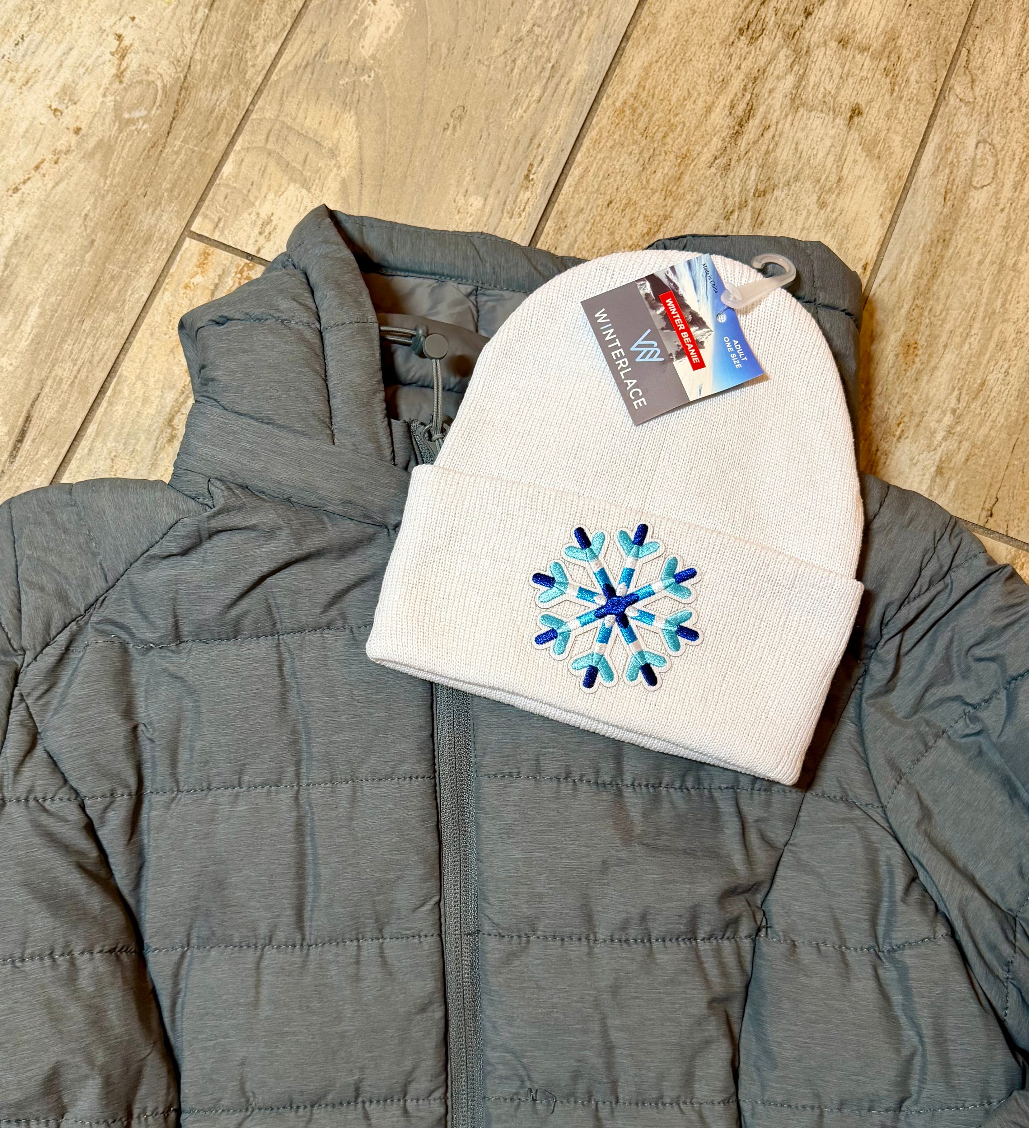 Blue Crystal Snowflake Beanie | White