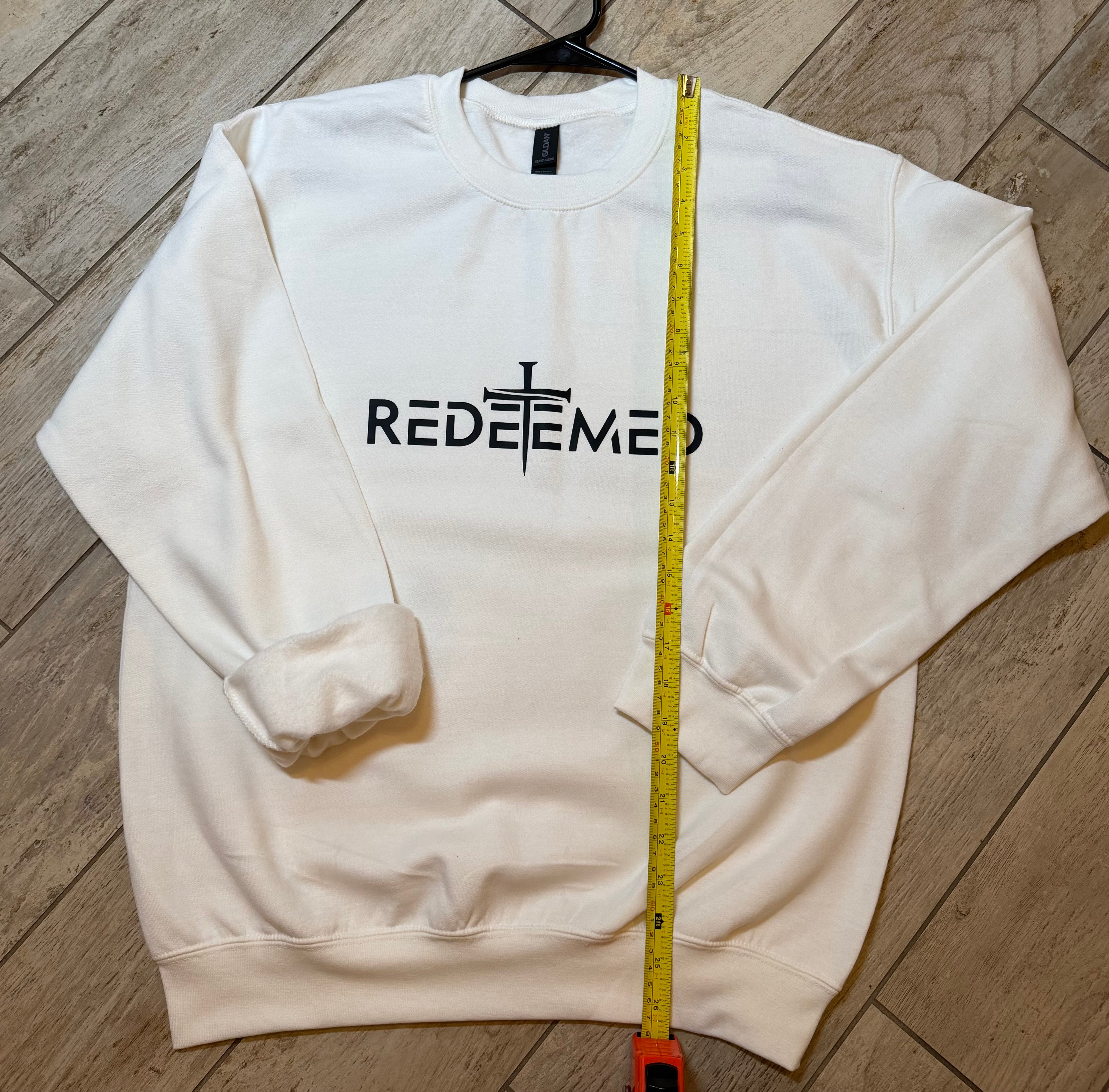 “Redeemed” Cross Sweatshirt | White