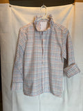 Soft Grid Plaid Ruffle Collar Button-Up