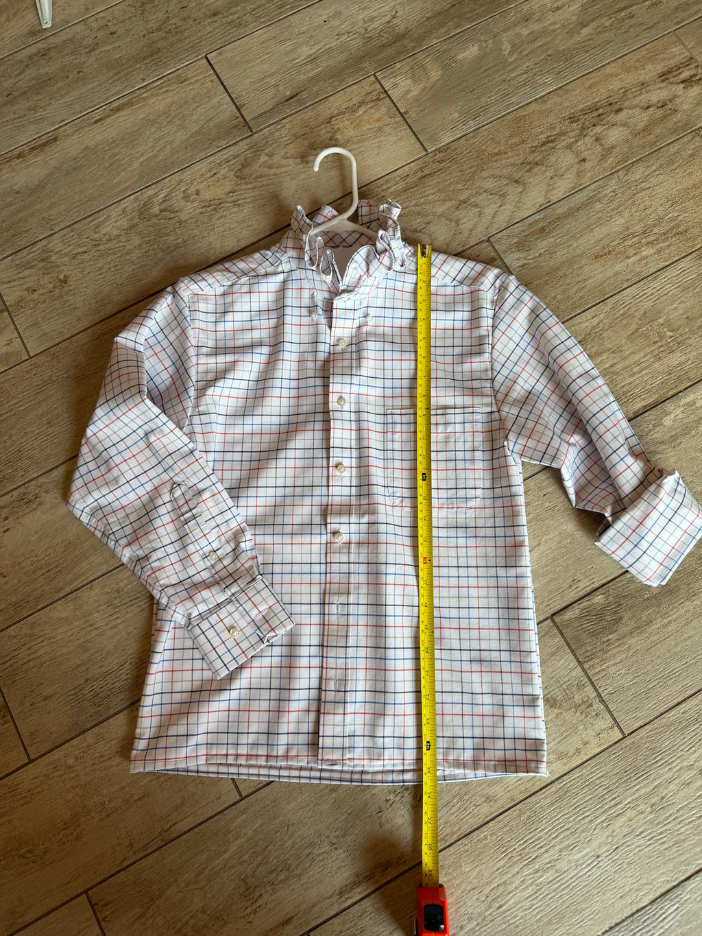 Soft Grid Plaid Ruffle Collar Button-Up