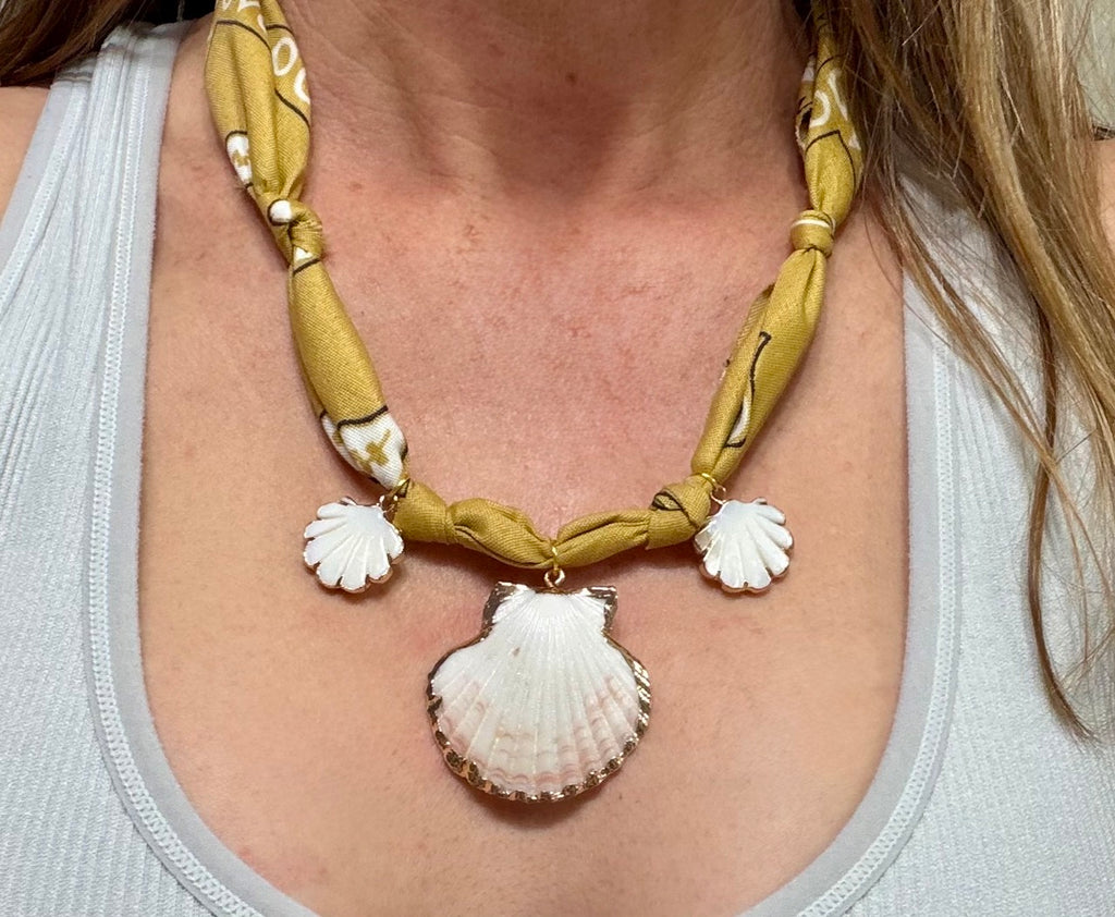 Mustard Bandana Shell Statement Necklace