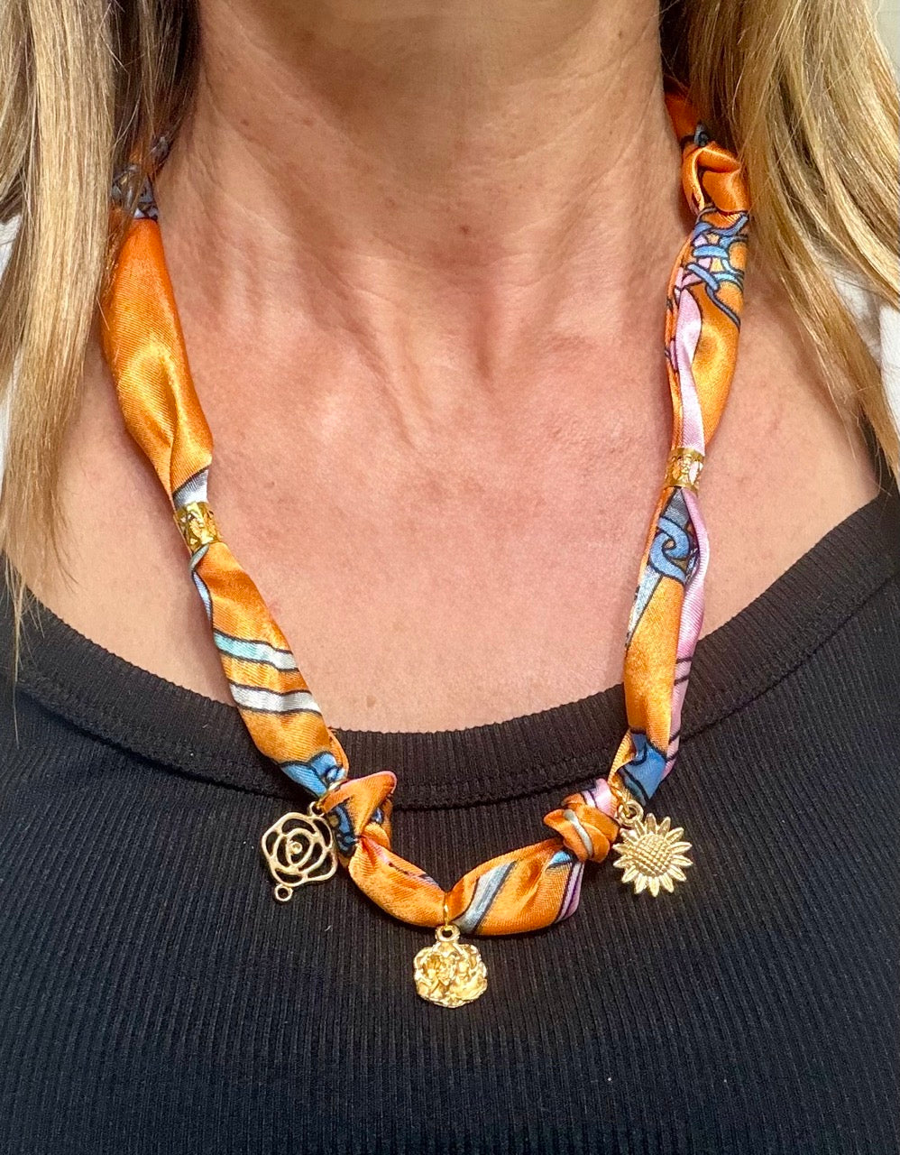 Sunset Silk Charm Necklace