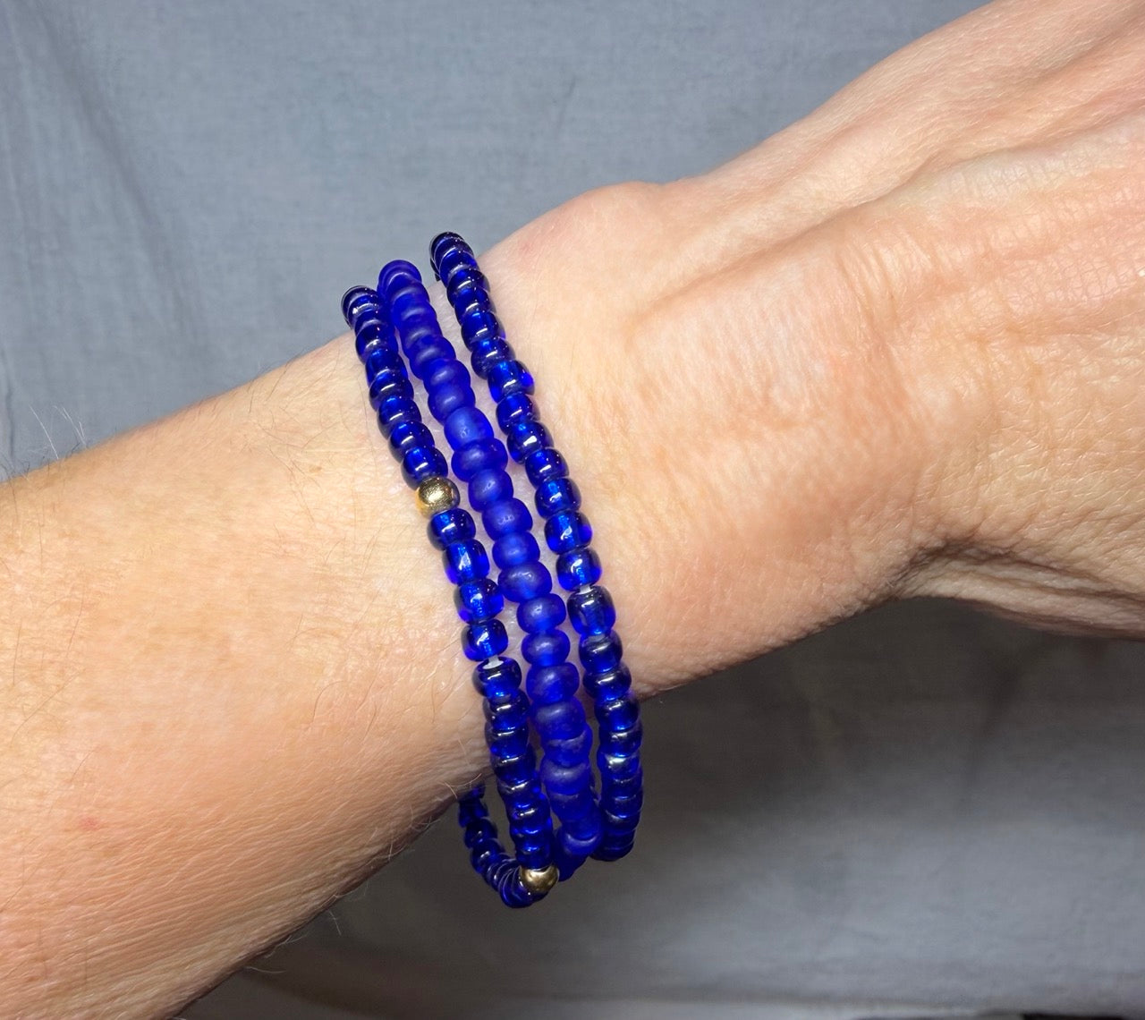 Midnight Blue Beaded Bracelet Trio