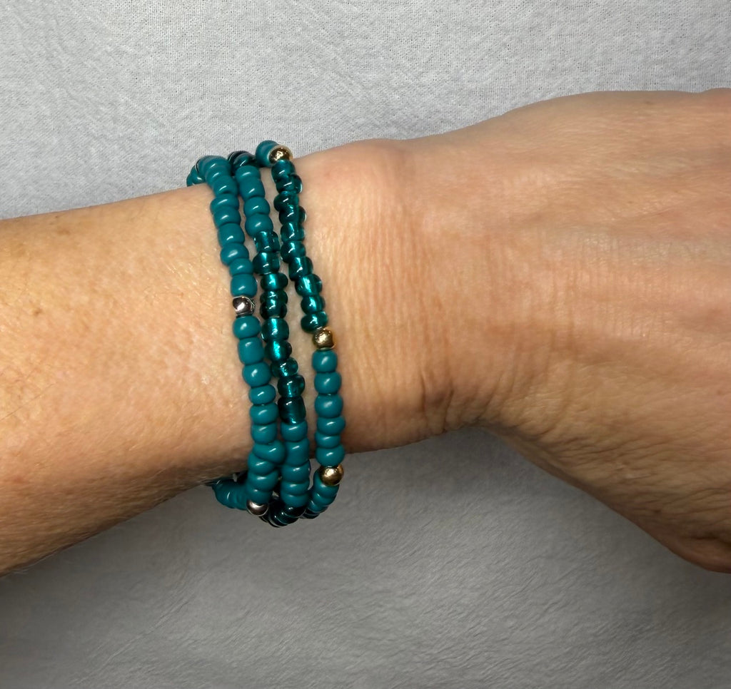 Teal Ocean Trio Beaded Bracelet (Set of 3)