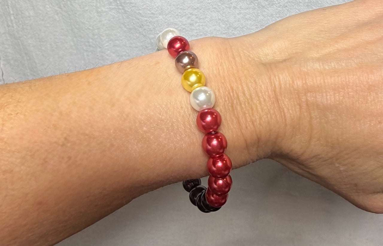 Multicolor Pearl Beaded Stretch Bracelet | Handmade Statement Jewelry