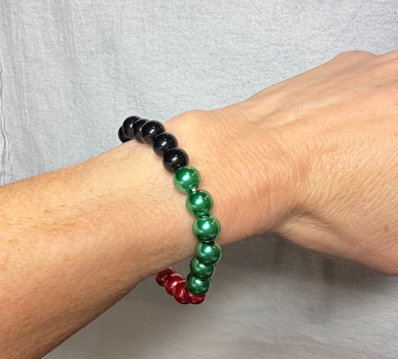 Bold Color Block Pearl Beaded Stretch Bracelet | Handmade Statement Jewelry