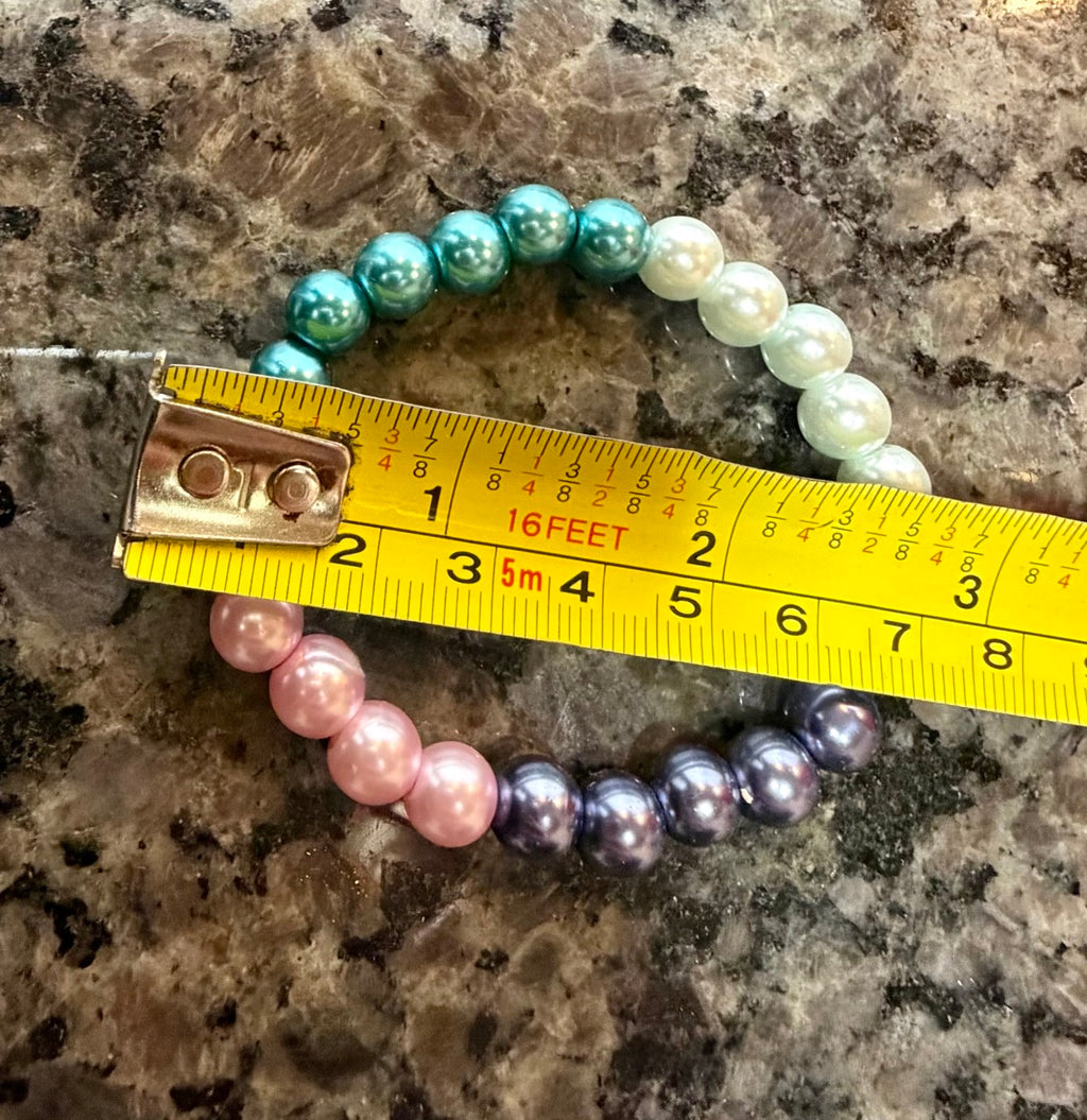 Ocean Blossom Pearl Beaded Stretch Bracelet | Handmade Pastel Jewelry