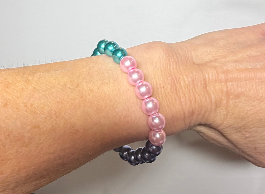 Ocean Blossom Pearl Beaded Stretch Bracelet | Handmade Pastel Jewelry