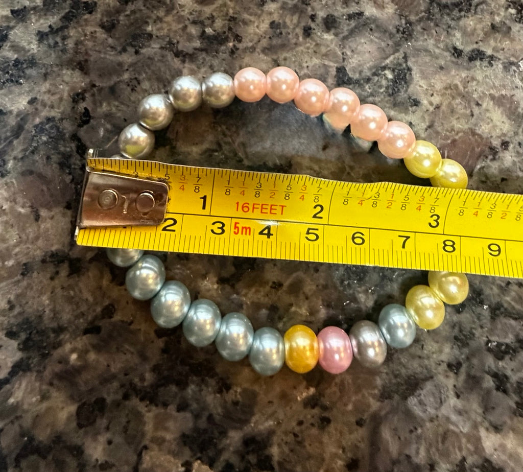 Soft Coastal Pearl Beaded Stretch Bracelet | Handmade Pastel Jewelry