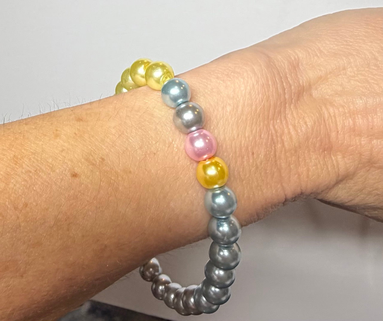 Soft Coastal Pearl Beaded Stretch Bracelet | Handmade Pastel Jewelry