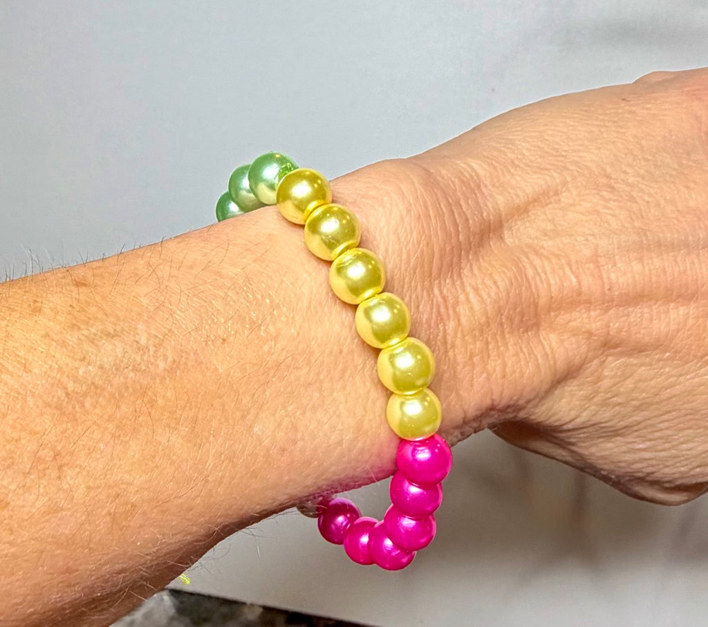 Bright Garden Pearl Beaded Stretch Bracelet | Handmade Colorful Jewelry